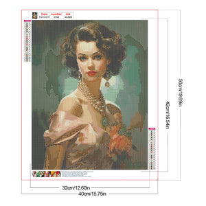 Retro Girl 40*50CM(Canvas) Full Round Drill Diamond Painting