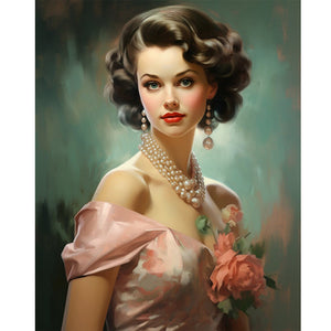Retro Girl 40*50CM(Canvas) Full Round Drill Diamond Painting