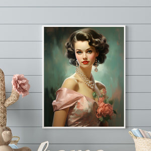 Retro Girl 40*50CM(Canvas) Full Round Drill Diamond Painting