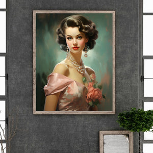 Retro Girl 40*50CM(Canvas) Full Round Drill Diamond Painting