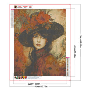 Victorian Girl With Autumn Maple Leaves 40*50CM(Canvas) Full Round Drill Diamond Painting