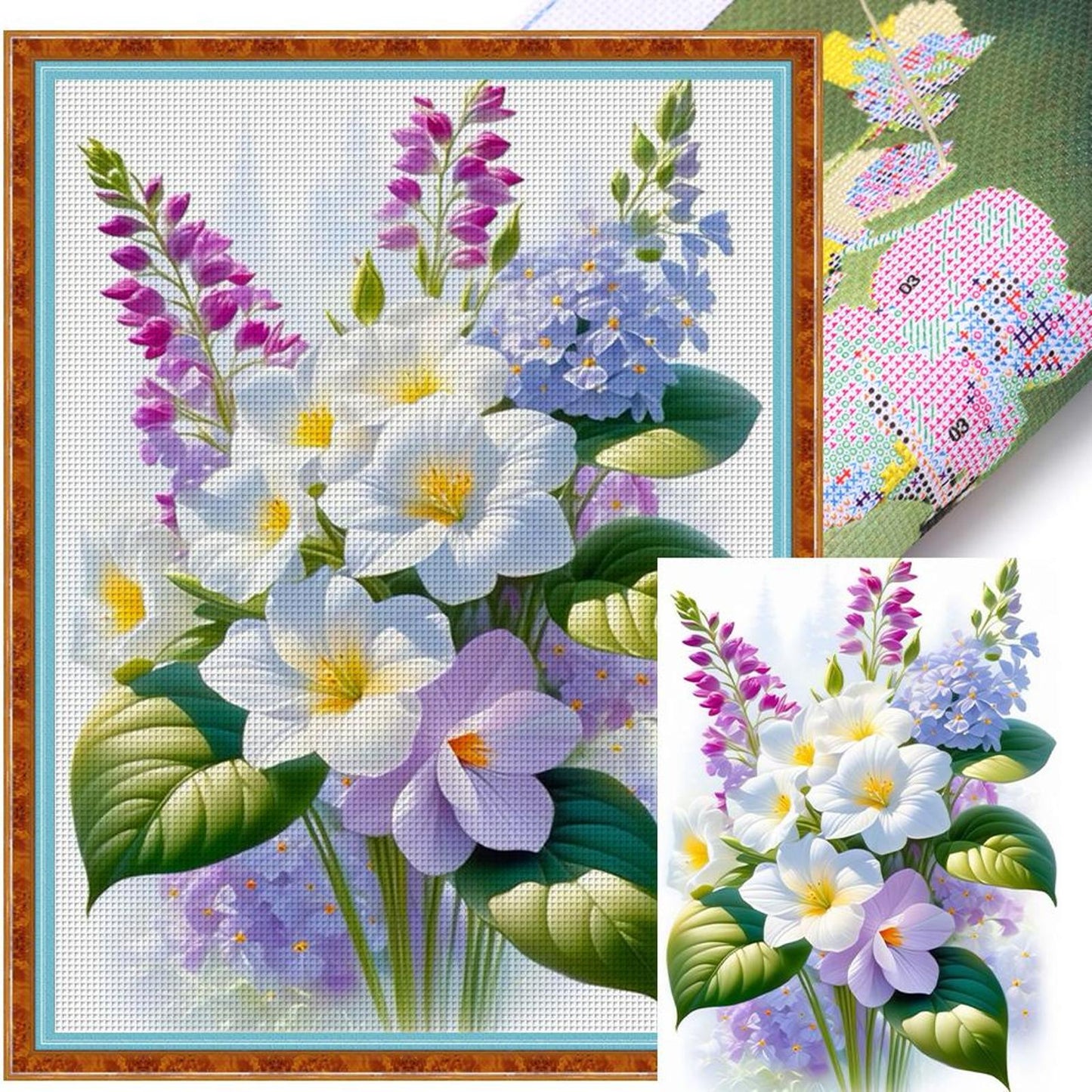 Fresh Flowers - Full 11CT Stamped Cross Stitch 30x40CM - Yishu