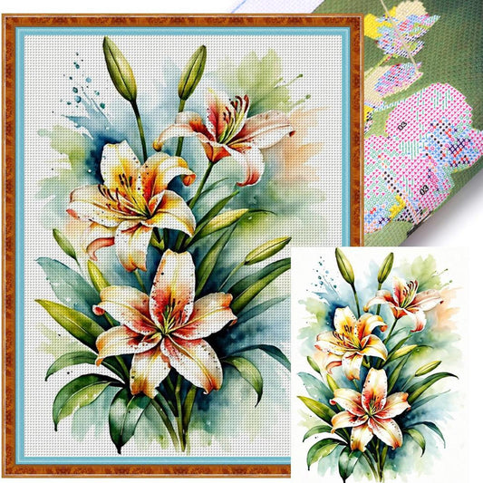 Lily - Full 11CT Stamped Cross Stitch 30x40CM - Yishu