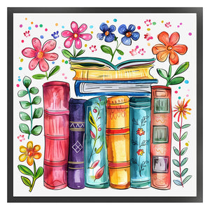Huancan - Books And Flowers - 50*50CM 11CT 3 Stamped Cross Stitch