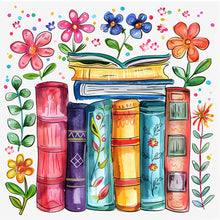 Load image into Gallery viewer, Huancan - Books And Flowers - 50*50CM 11CT 3 Stamped Cross Stitch
