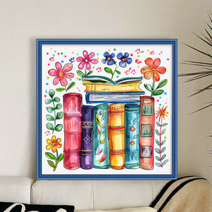 Huancan - Books And Flowers - 50*50CM 11CT 3 Stamped Cross Stitch