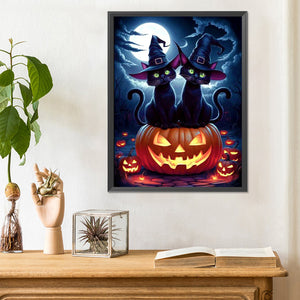 Halloween Pumpkin Black Cat 30*40CM(Canvas) Full Round Drill Diamond Painting