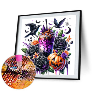 Iced Coffee And Black Rose 40*40CM(Canvas) Full Round Drill Diamond Painting