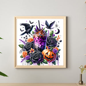 Iced Coffee And Black Rose 40*40CM(Canvas) Full Round Drill Diamond Painting