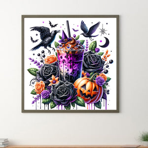 Iced Coffee And Black Rose 40*40CM(Canvas) Full Round Drill Diamond Painting