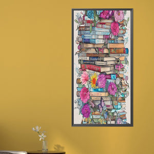 Flowers And Books 40*80CM(Picture) Full Round Drill Diamond Painting