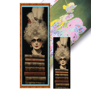 Huancan - Woman And Book Pile - 30*80CM 11CT 3 Stamped Cross Stitch