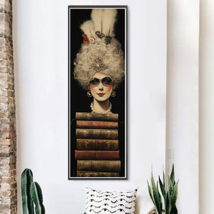 Huancan - Woman And Book Pile - 30*80CM 11CT 3 Stamped Cross Stitch