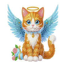 Load image into Gallery viewer, 2D Flat Angel Orange Cat DIY Diamond Painting Kit Acrylic Shaking Head Ornament
