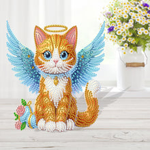 Load image into Gallery viewer, 2D Flat Angel Orange Cat DIY Diamond Painting Kit Acrylic Shaking Head Ornament
