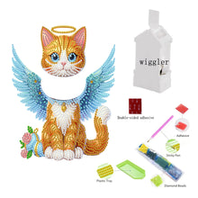 Load image into Gallery viewer, 2D Flat Angel Orange Cat DIY Diamond Painting Kit Acrylic Shaking Head Ornament

