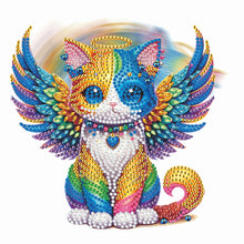 Load image into Gallery viewer, 2D Flat Angel Wings Cat DIY Diamond Painting Kit Acrylic Shaking Head Ornament
