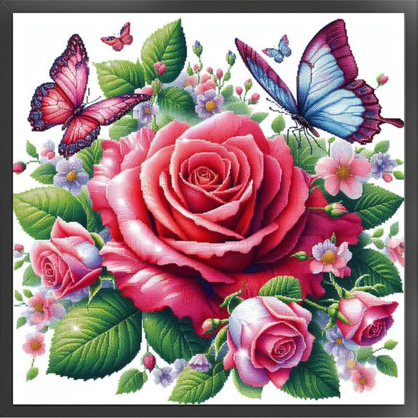 Butterfly And Rose - Full 11CT Stamped Cross Stitch 40x40CM - Yishu