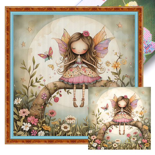 Fairy In Flowers - Full 11CT Stamped Cross Stitch 50x50CM - Yishu