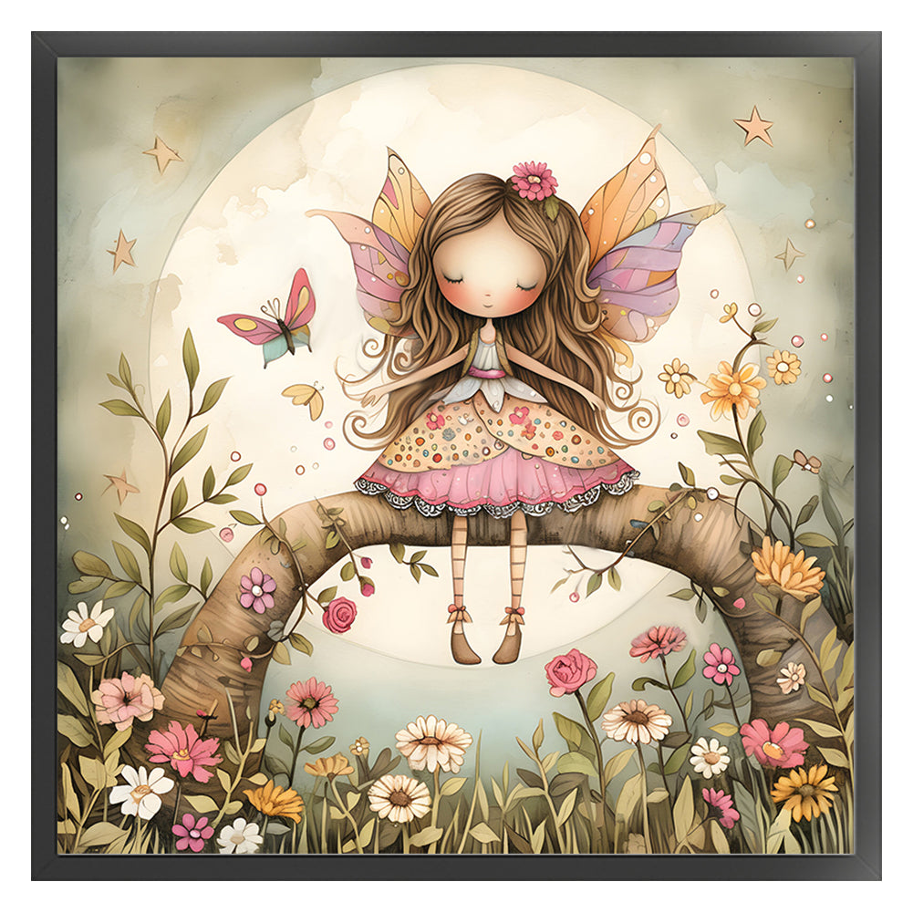 Fairy In Flowers - Full 11CT Stamped Cross Stitch 50x50CM - Yishu