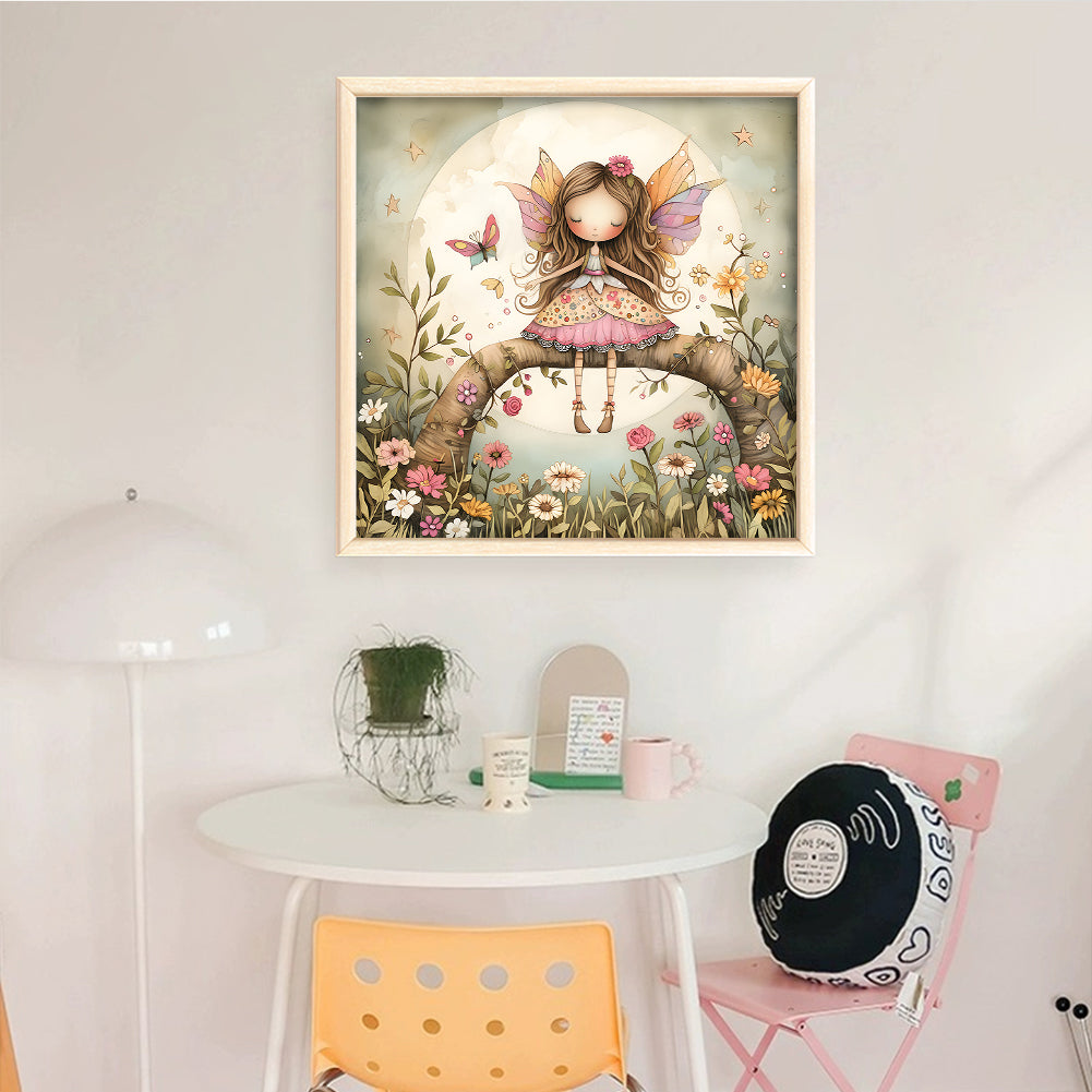 Fairy In Flowers - Full 11CT Stamped Cross Stitch 50x50CM - Yishu