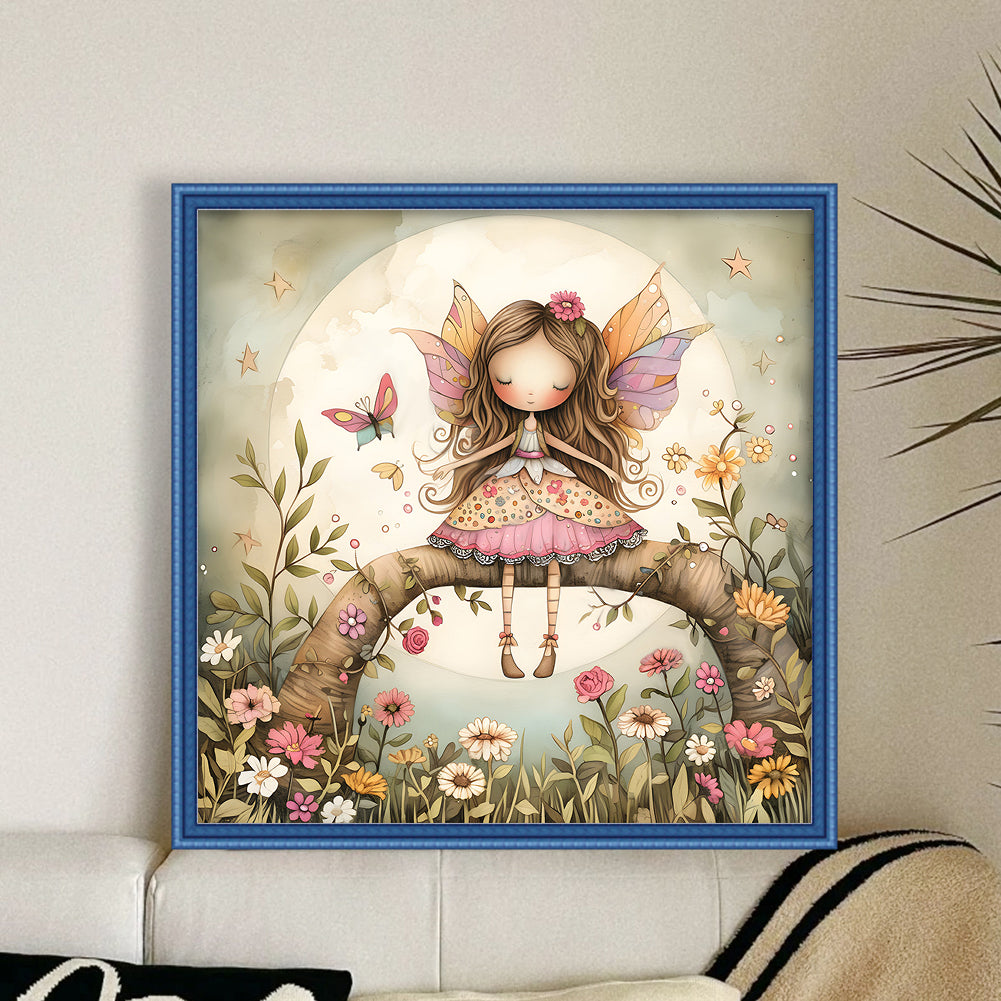 Fairy In Flowers - Full 11CT Stamped Cross Stitch 50x50CM - Yishu
