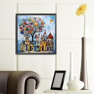 Abstract Colorful House 40*40CM(Canvas) Full Round Drill Diamond Painting