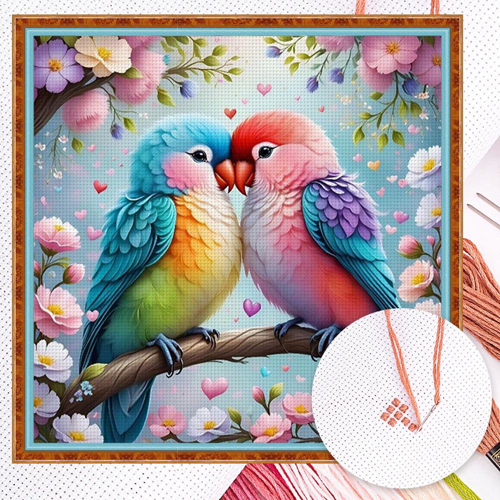 Parrot On Branch - Full 11CT Counted Cross Stitch 40x40CM - Huacan