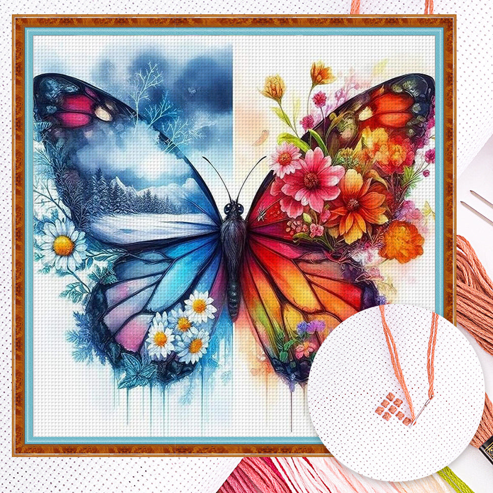 Butterfly - Full 11CT Counted Cross Stitch 45x45CM - Huacan
