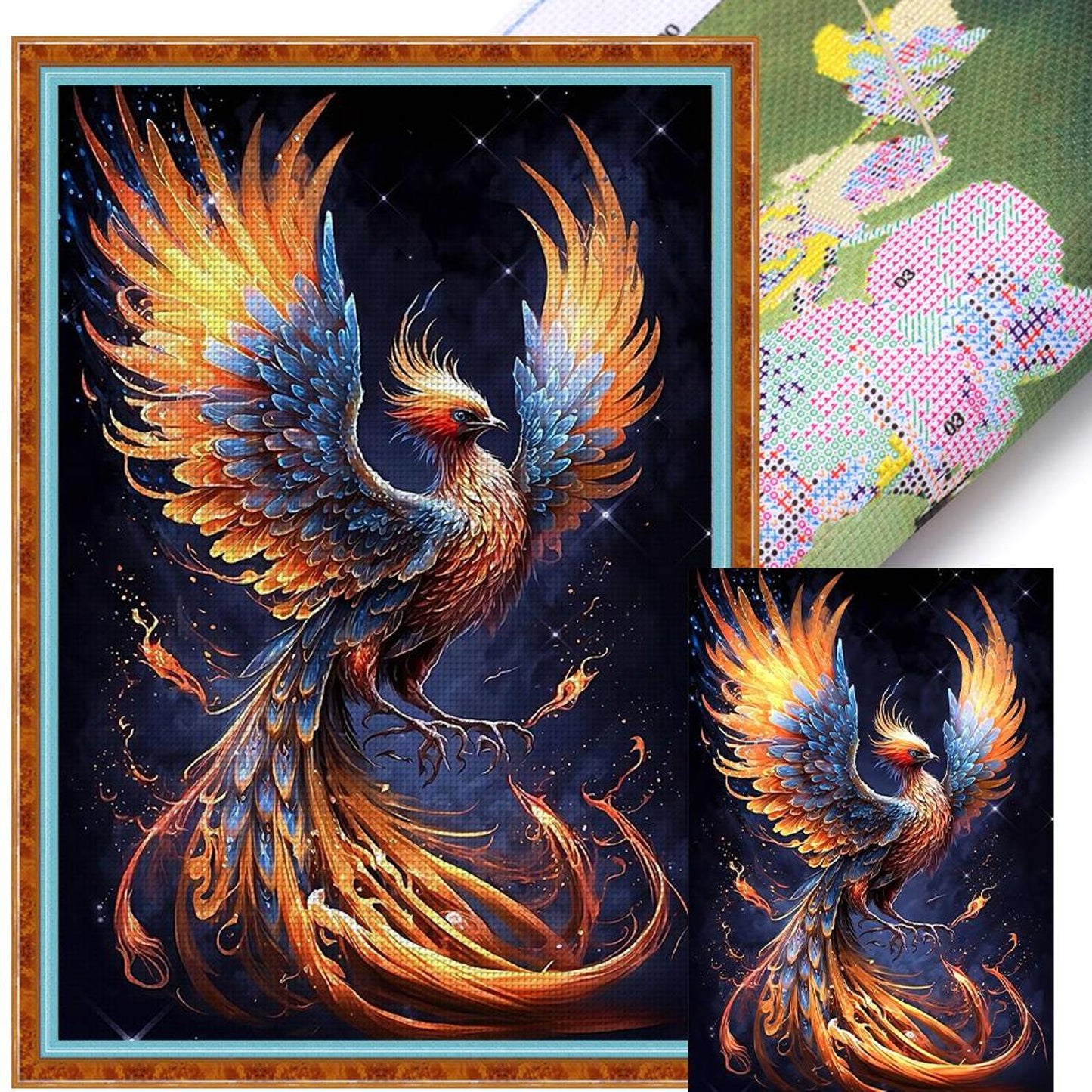 Fire Phoenix - Full 11CT Stamped Cross Stitch 40x60CM - Huacan