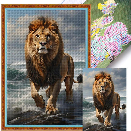 Lion - Full 11CT Stamped Cross Stitch 40x60CM - Huacan