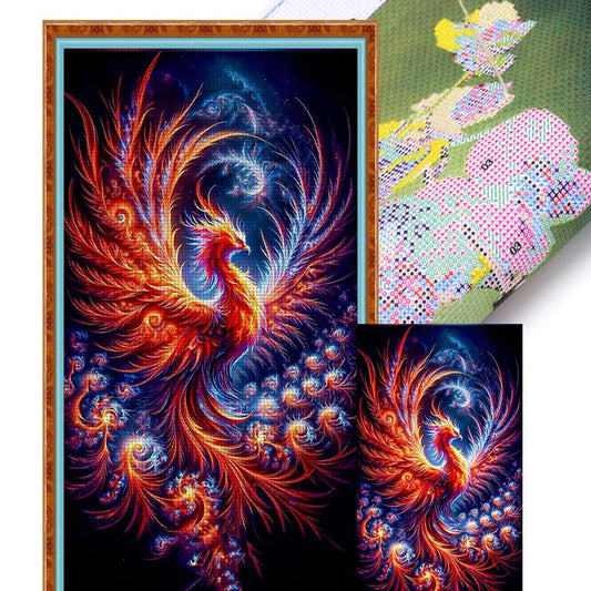 Fire Phoenix - Full 11CT Stamped Cross Stitch 40x70CM - Huacan