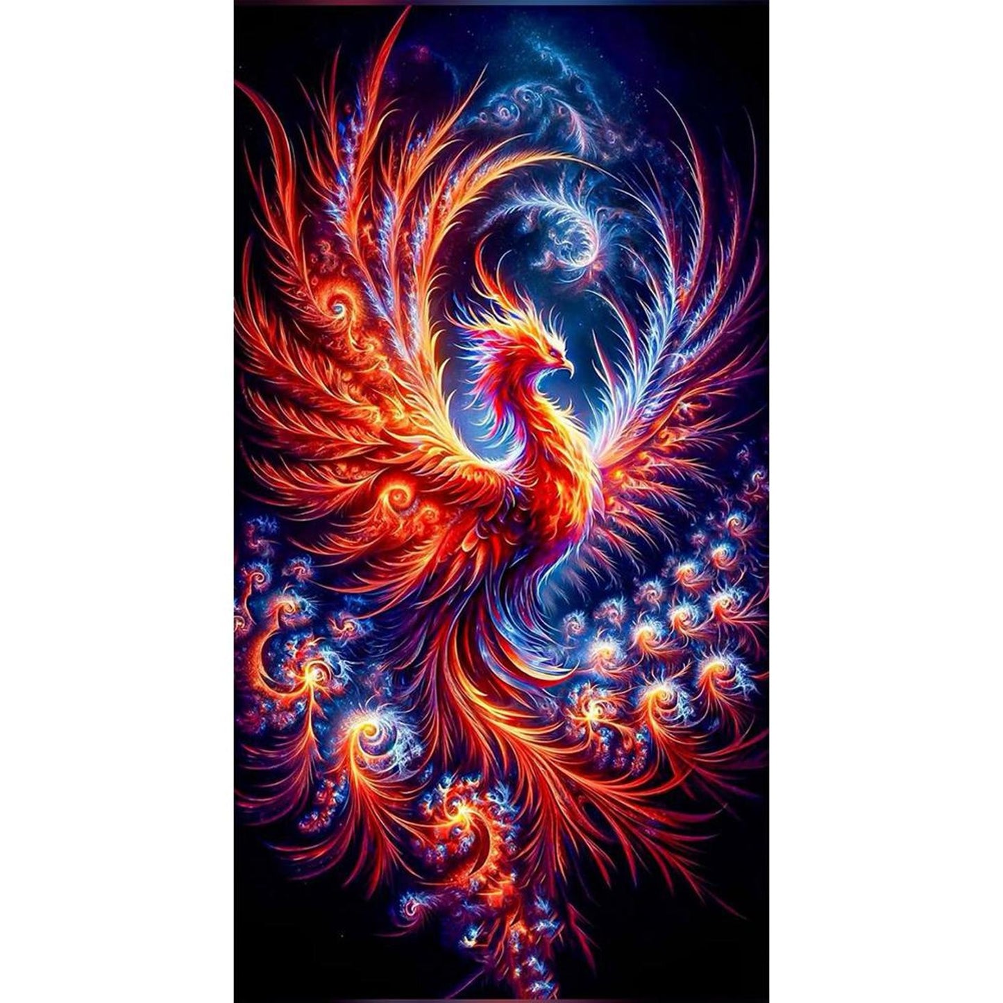 Fire Phoenix - Full 11CT Stamped Cross Stitch 40x70CM - Huacan