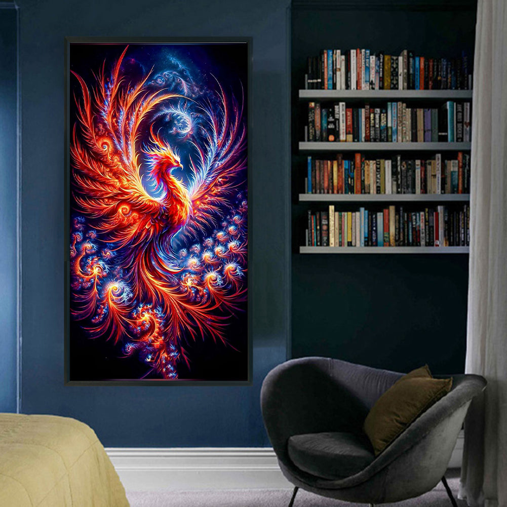 Fire Phoenix - Full 11CT Stamped Cross Stitch 40x70CM - Huacan