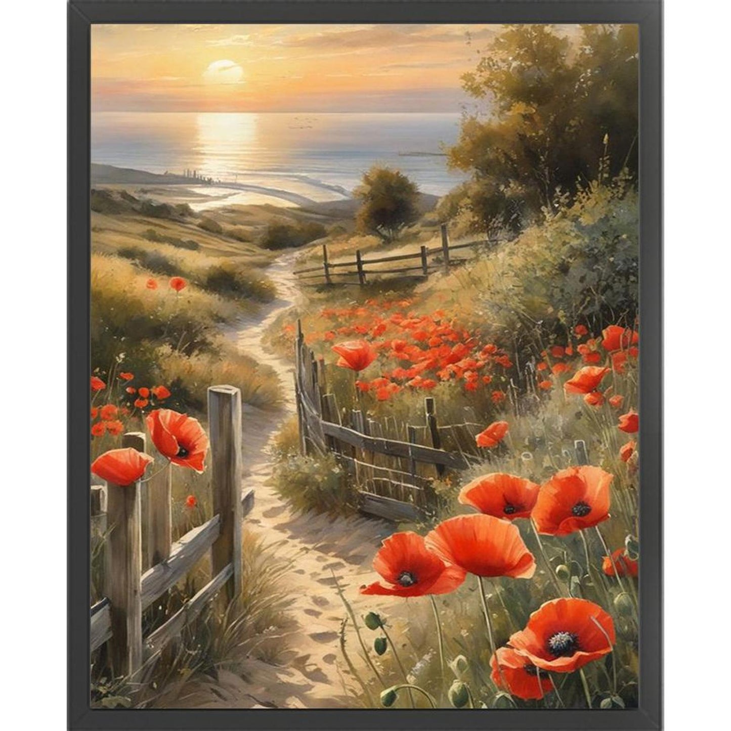 Poppy Path - Full 11CT Stamped Cross Stitch 40x50CM - Huacan