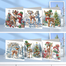Load image into Gallery viewer, Christmas 6PCS DIY Snowman Diamond Art Greeting Cards Congratulations Cards &amp; Gifts
