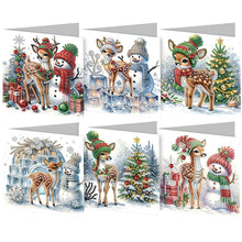 Load image into Gallery viewer, Christmas 6PCS DIY Snowman Diamond Art Greeting Cards Congratulations Cards &amp; Gifts
