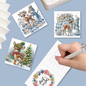 Christmas 6PCS DIY Snowman Diamond Art Greeting Cards Congratulations Cards & Gifts