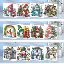 Load image into Gallery viewer, Christmas 12PCS DIY Snowman Diamond Art Greeting Cards Congratulations Cards &amp; Gifts
