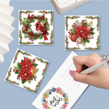 Load image into Gallery viewer, Christmas 6PCS DIY Red Flower Diamond Art Greeting Cards Congratulations Cards &amp; Gifts
