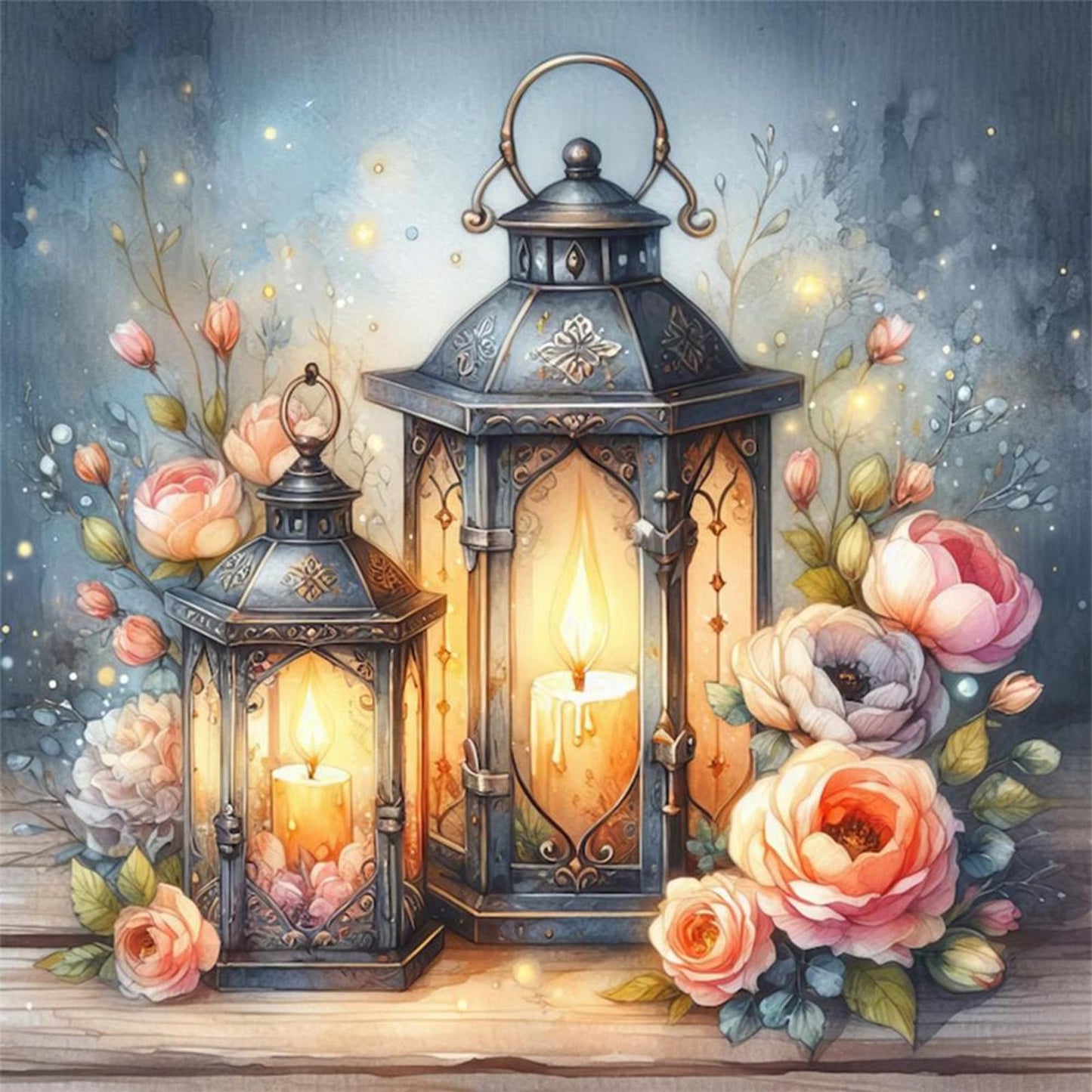 Flower And Lantern - Full 11CT Stamped Cross Stitch 40x40CM - Band
