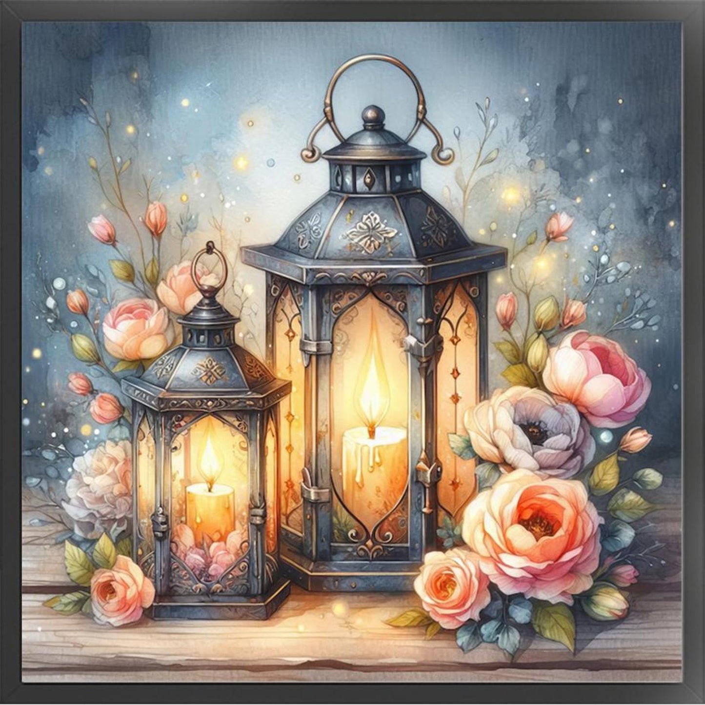 Flower And Lantern - Full 11CT Stamped Cross Stitch 40x40CM - Band