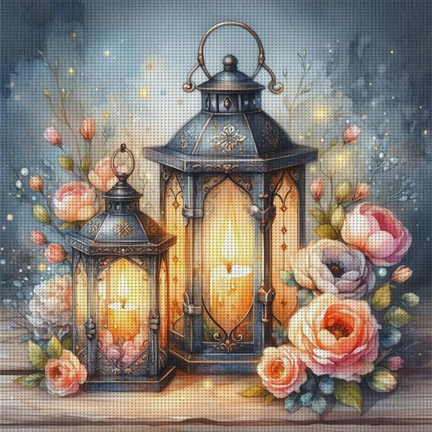 Flower And Lantern - Full 11CT Stamped Cross Stitch 40x40CM - Band