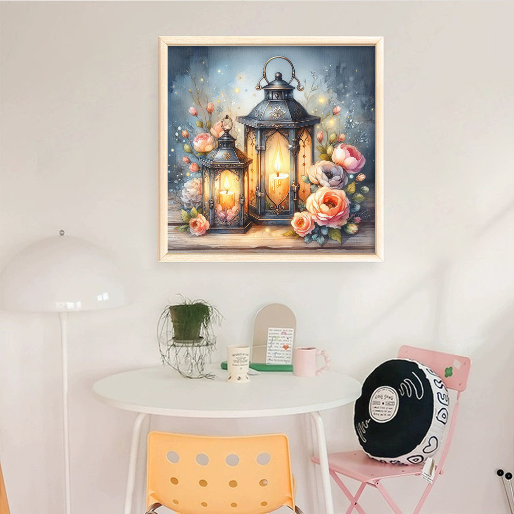 Flower And Lantern - Full 11CT Stamped Cross Stitch 40x40CM - Band