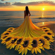 Load image into Gallery viewer, Sunflower Skirt Girl 40*40CM(Canvas) Full Round Drill Diamond Painting
