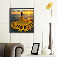 Load image into Gallery viewer, Sunflower Skirt Girl 40*40CM(Canvas) Full Round Drill Diamond Painting
