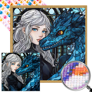 Girl And Dragon 40*40CM(Picture) Full Round Drill Diamond Painting