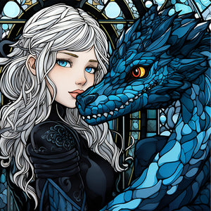 Girl And Dragon 40*40CM(Picture) Full Round Drill Diamond Painting