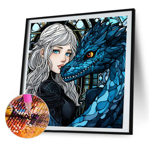 Girl And Dragon 40*40CM(Picture) Full Round Drill Diamond Painting