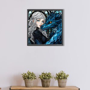 Girl And Dragon 40*40CM(Picture) Full Round Drill Diamond Painting